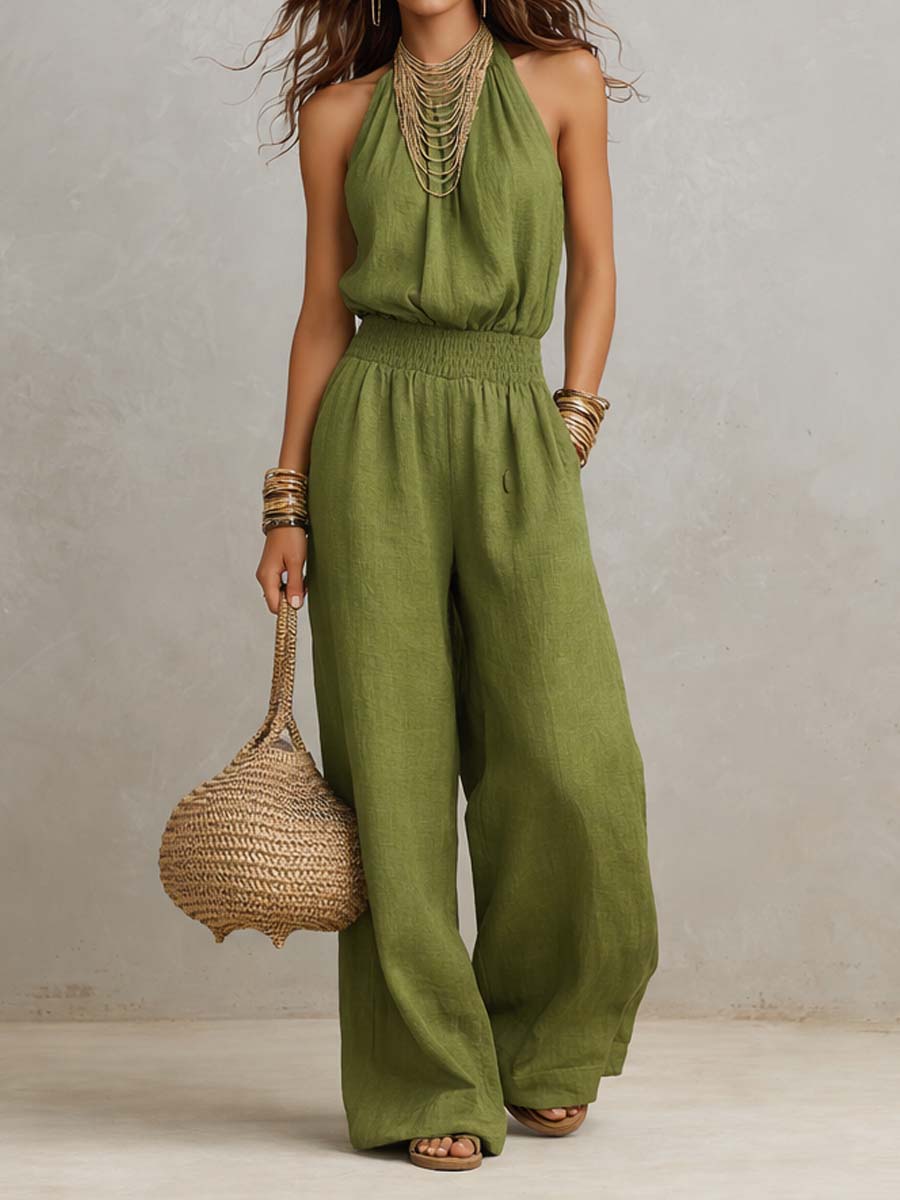 Ruth – Halter Neck Wide-Leg Jumpsuit