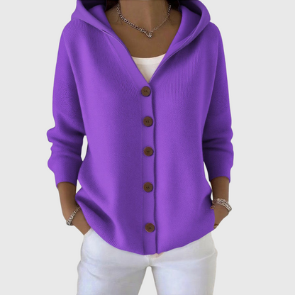 Marilyn – Hooded Button-Down Knit Cardigan