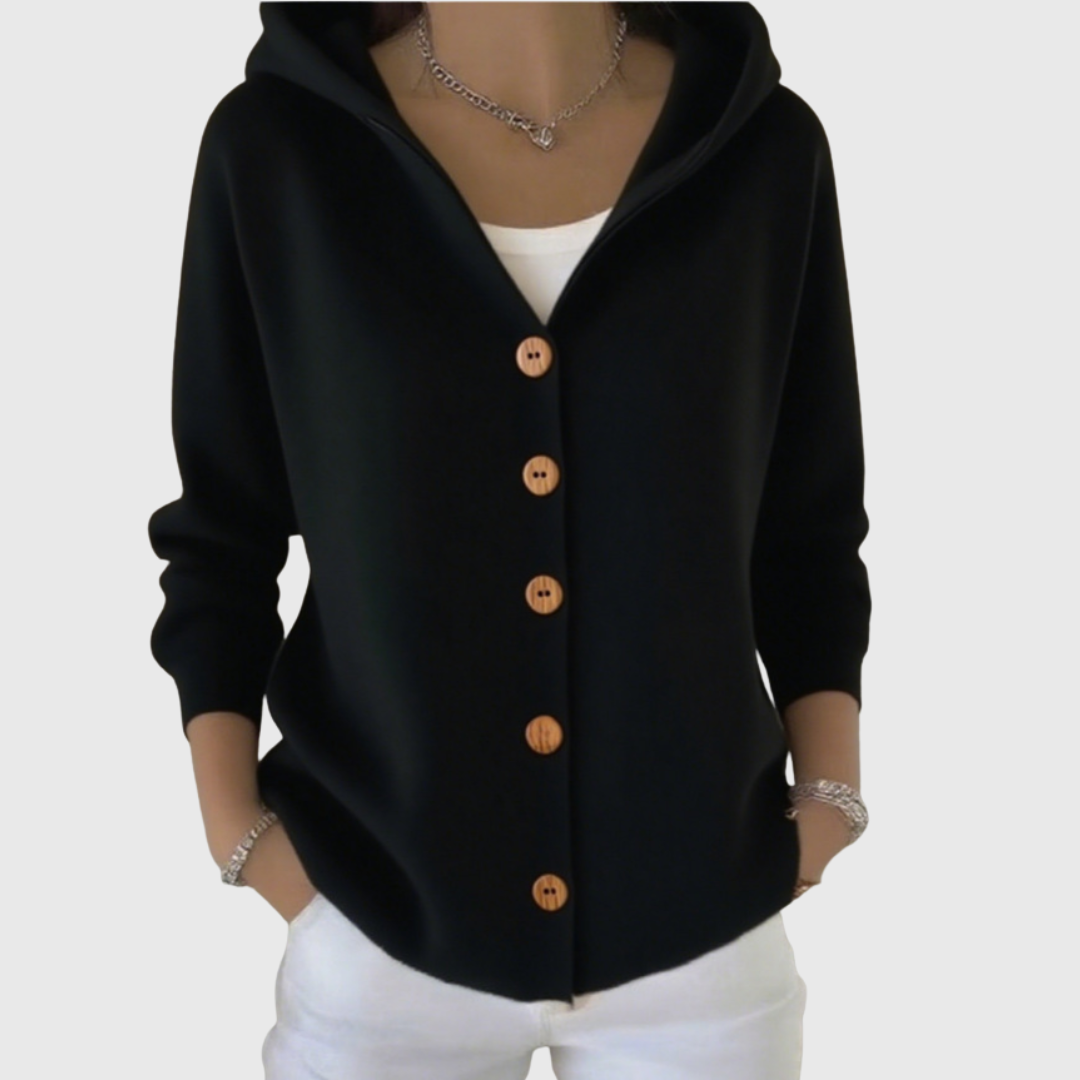 Marilyn – Hooded Button-Down Knit Cardigan