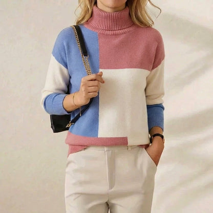 Melinda – Colour-Block Turtleneck Knit Jumper