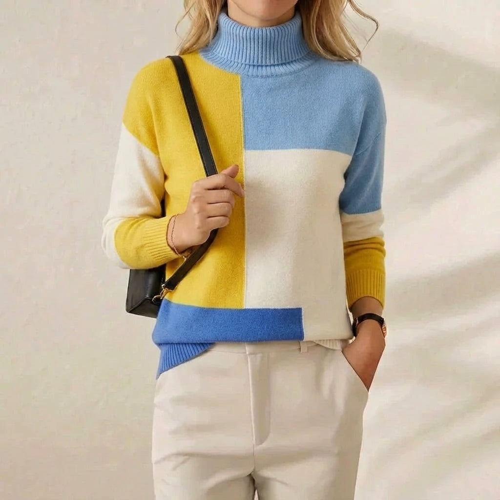 Melinda – Colour-Block Turtleneck Knit Jumper