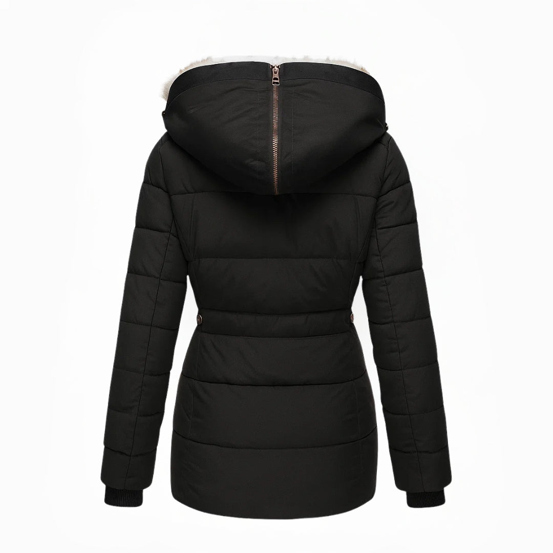 Robin – Quilted Winter Coat with Fur Hood