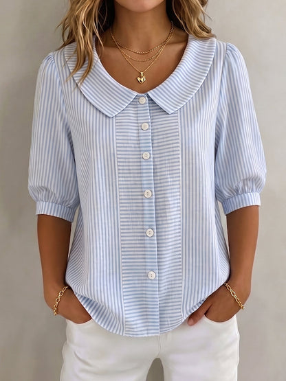 Bonita – Striped Peter Pan Collar Blouse