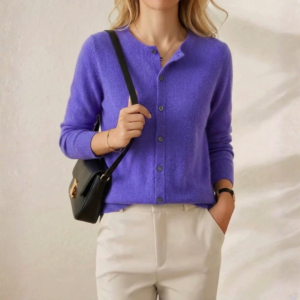 Cassandra – Crew Neck Button Knit Cardigan