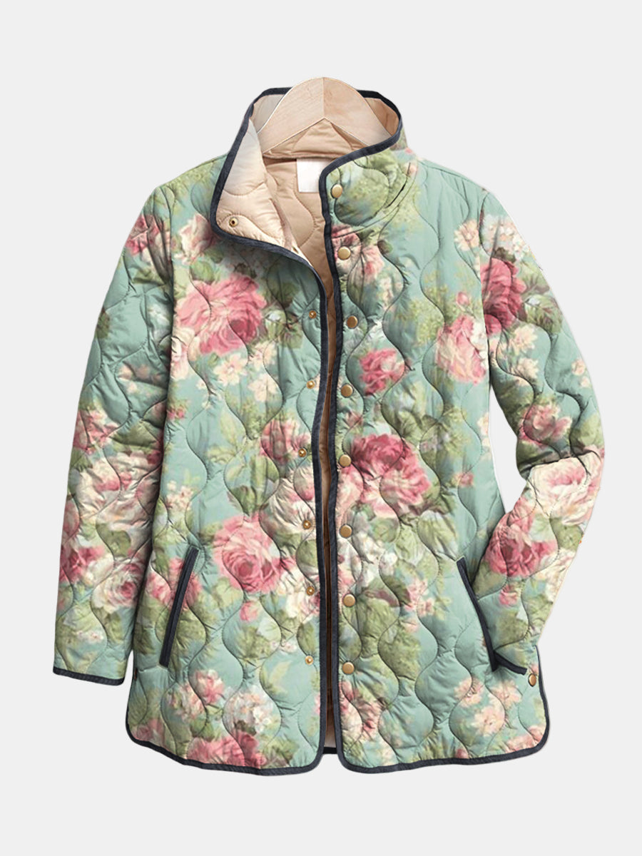 Tracy – Retro Floral Quilted Jacket