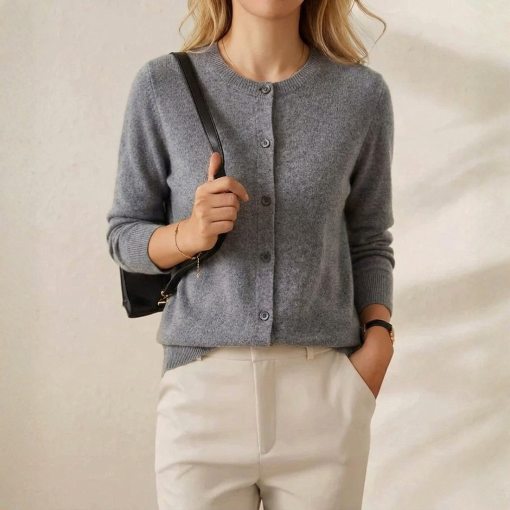 Cassandra – Crew Neck Button Knit Cardigan