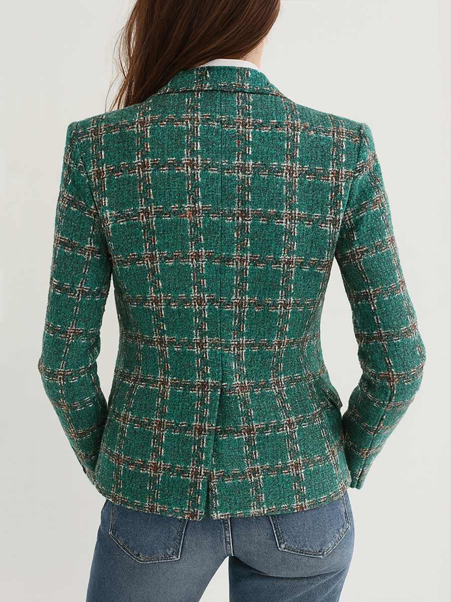 Josephine – Tailored Plaid Tweed Blazer