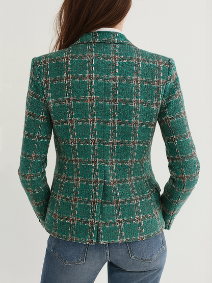 Josephine – Tailored Plaid Tweed Blazer