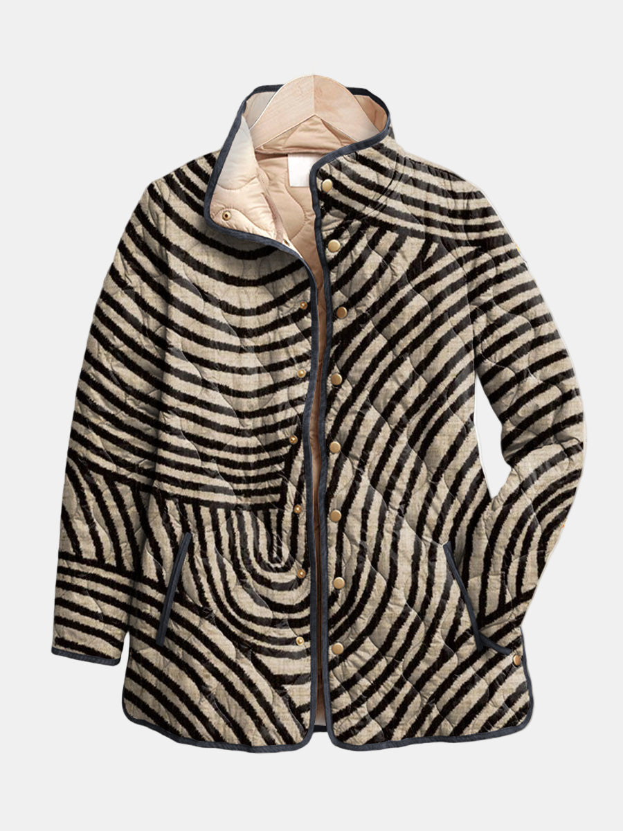 Betty – Quilted Animal Print Snap-Front Jacket