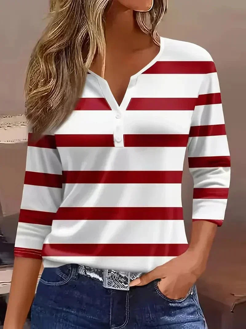 Honey | Striped V-Neck Top
