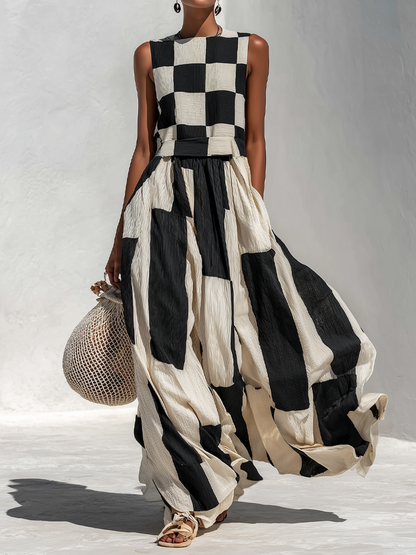 Michelle – Contrast Panel Sleeveless Maxi Set