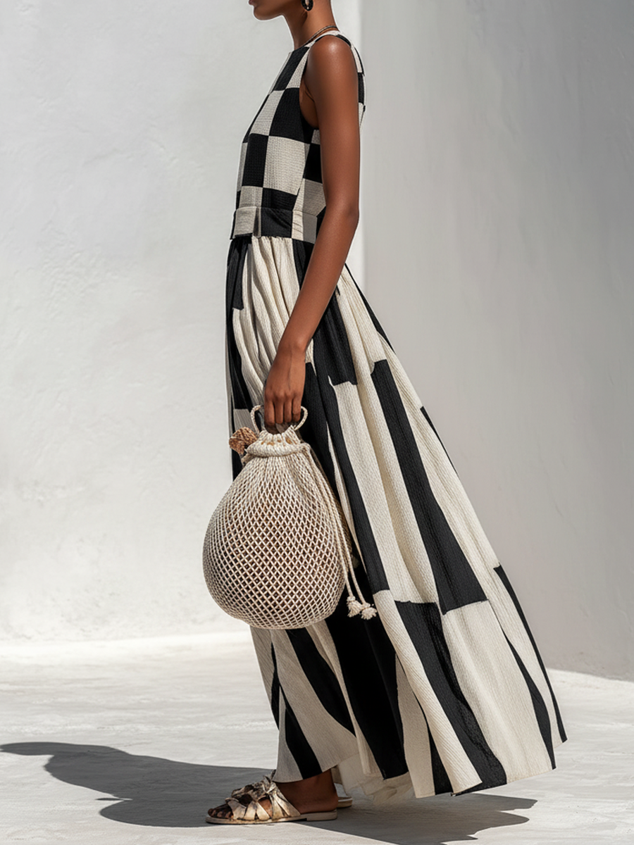 Michelle – Contrast Panel Sleeveless Maxi Set