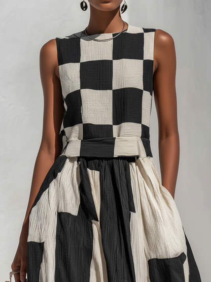 Michelle – Contrast Panel Sleeveless Maxi Set