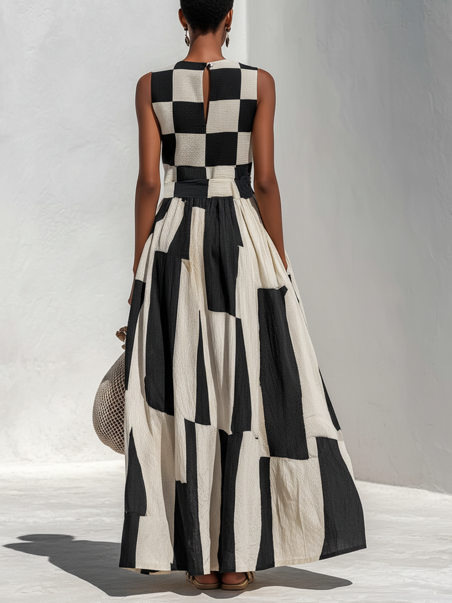 Michelle – Contrast Panel Sleeveless Maxi Set