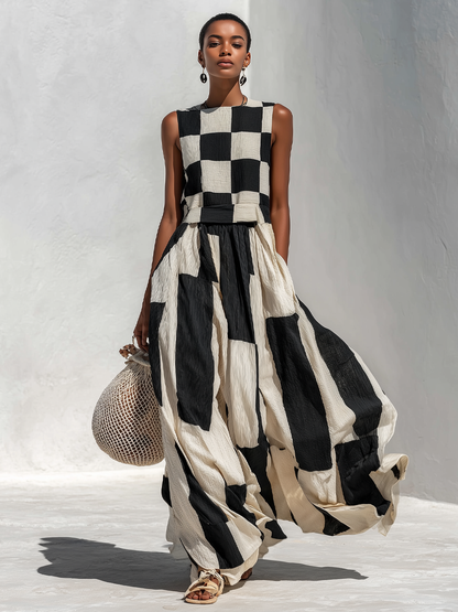 Michelle – Contrast Panel Sleeveless Maxi Set