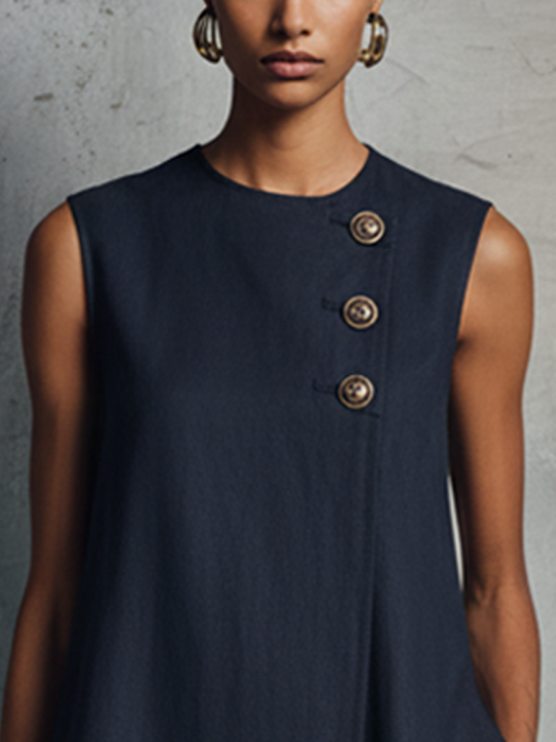 Narelle – Asymmetric Button Mini Dress