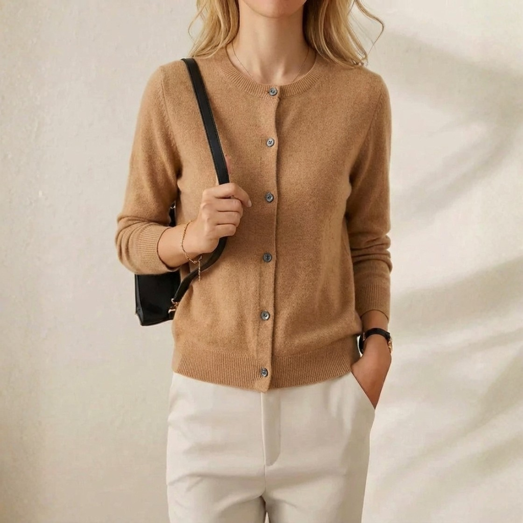Cassandra – Crew Neck Button Knit Cardigan