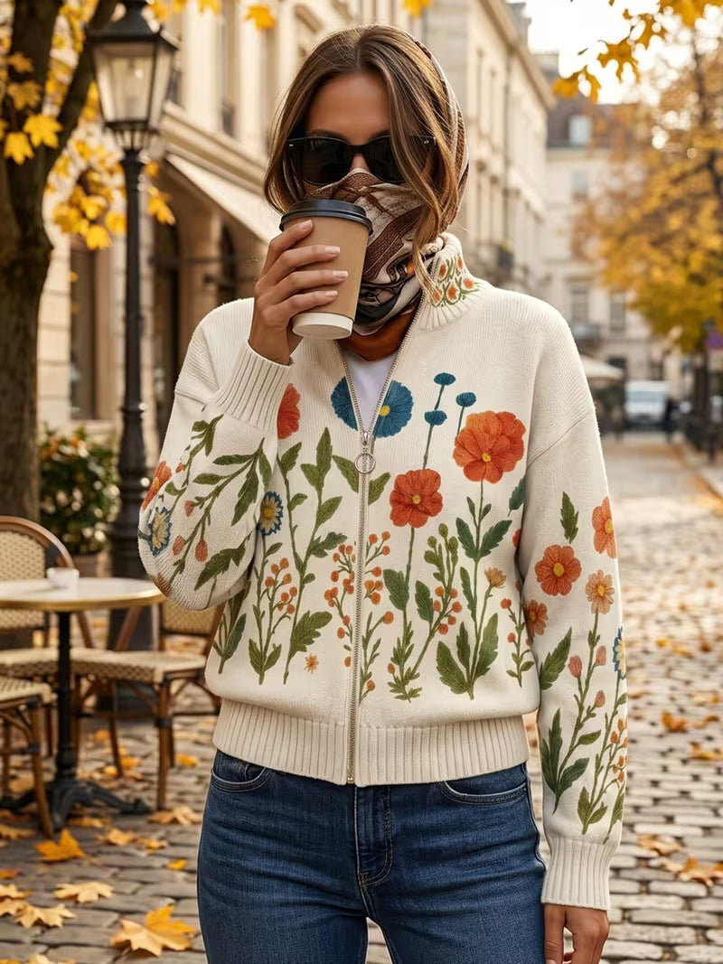 Odessa – Wildflower Zip Cardigan