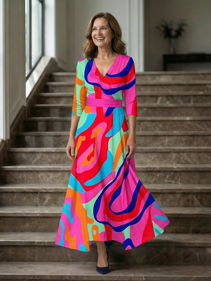 Brya | Cross Wrap Neck Midi Dress