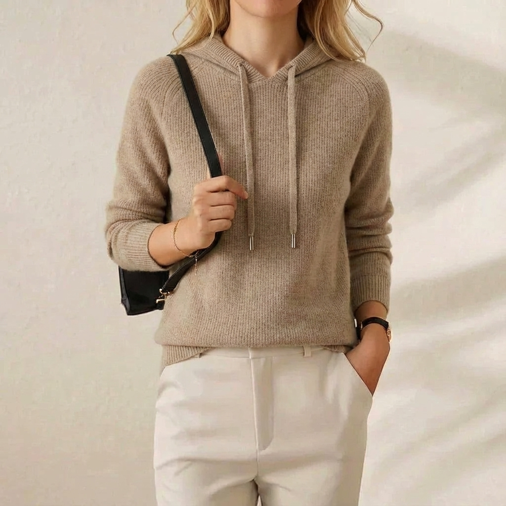Sondra – Knit Hooded Jumper with Drawstring