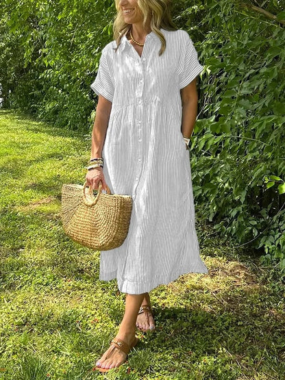 Phoebe | Striped Button-Up Dress