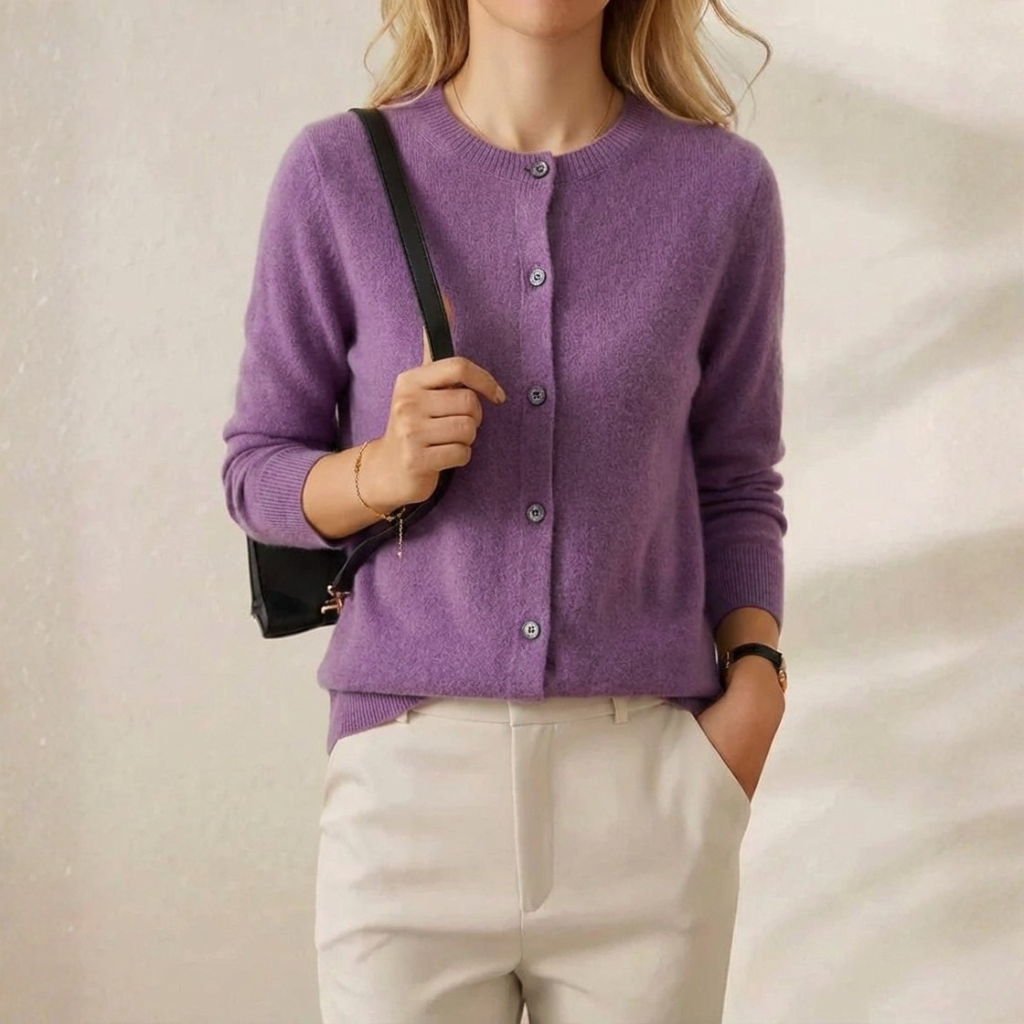 Cassandra – Crew Neck Button Knit Cardigan