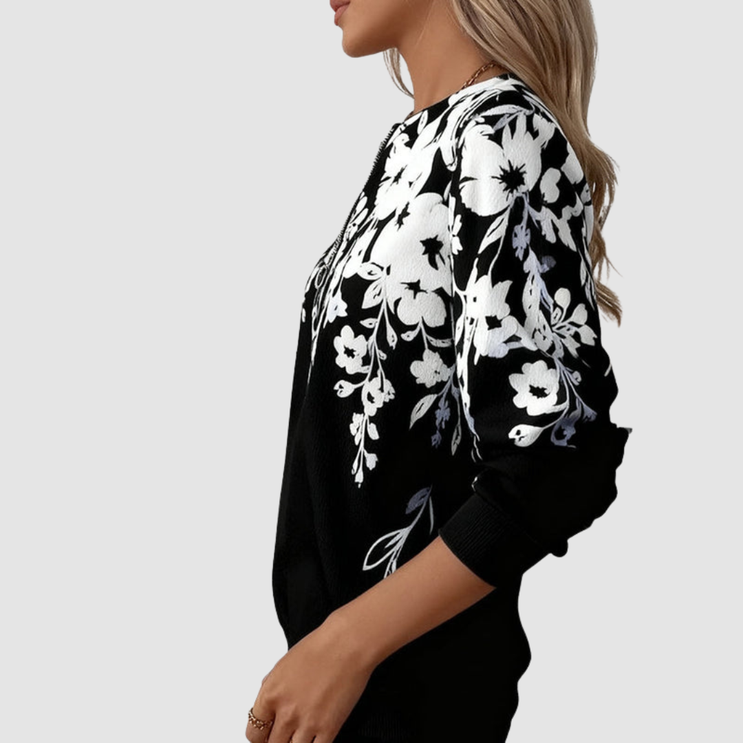 Marcy – Floral Half-Zip Sweatshirt