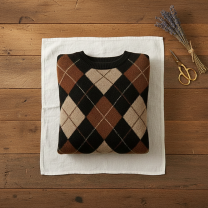 Maxine – Argyle Knit Crewneck Jumper