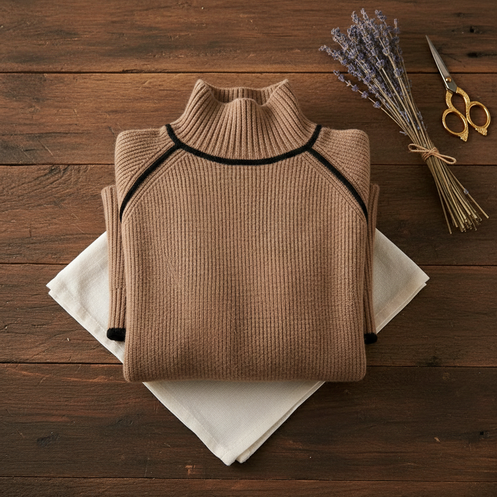 Corinne – Ribbed Turtleneck Jumper with Contrast Trim
