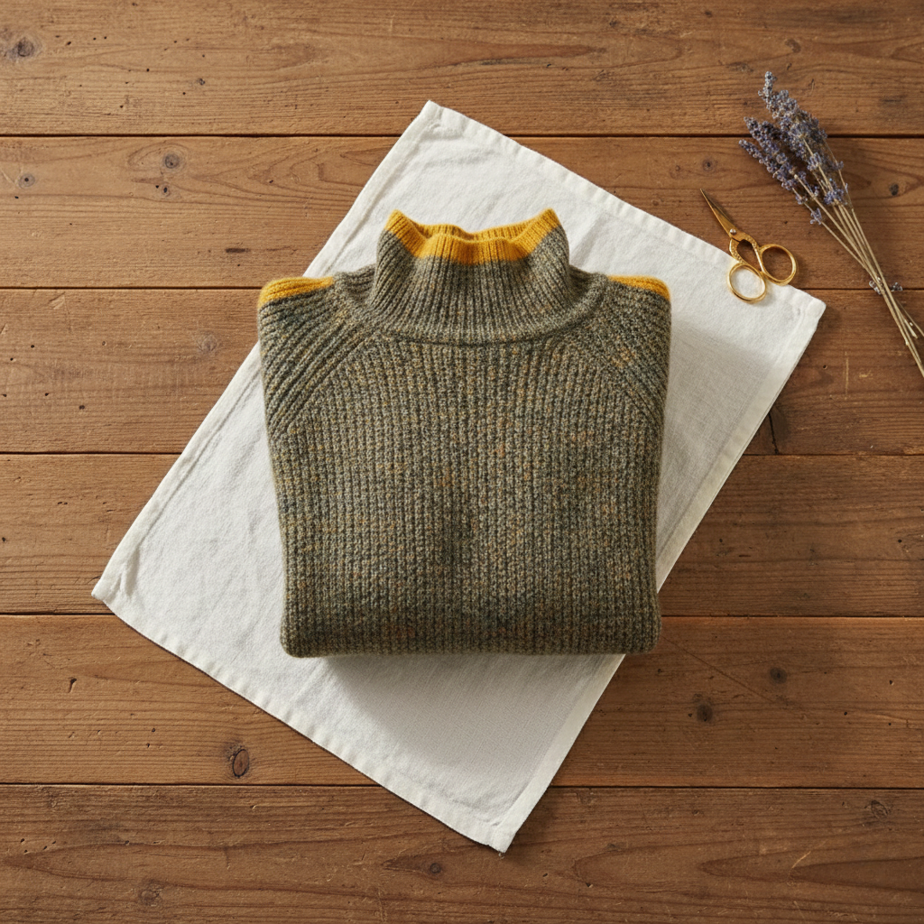 Maria – Ribbed Turtleneck Jumper with Contrast Trim