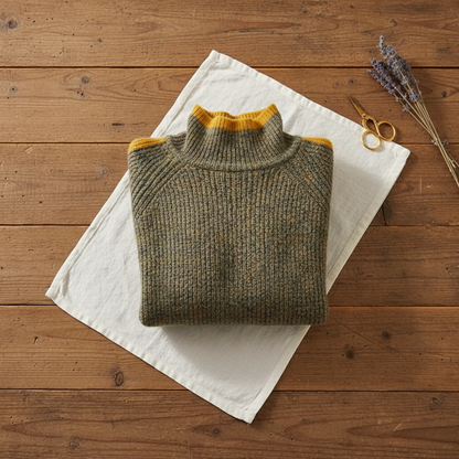 Maria – Ribbed Turtleneck Jumper with Contrast Trim