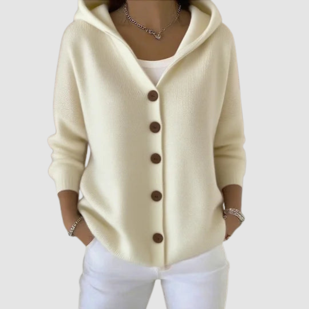 Lori – Hooded Button-Up Knit Cardigan