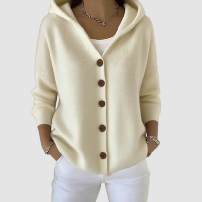 Lori – Hooded Button-Up Knit Cardigan