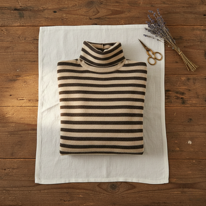 Millicent – Striped Turtleneck Knit Jumper