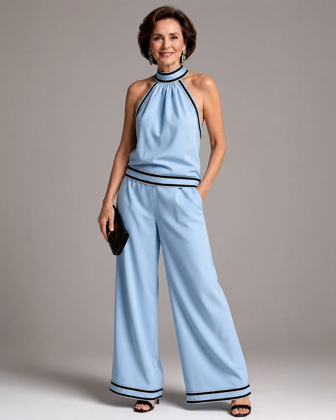 Tessa | Contrast-Trim Wide-Leg Jumpsuit
