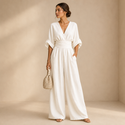 Alexandra – Wide-Leg Wrap Jumpsuit