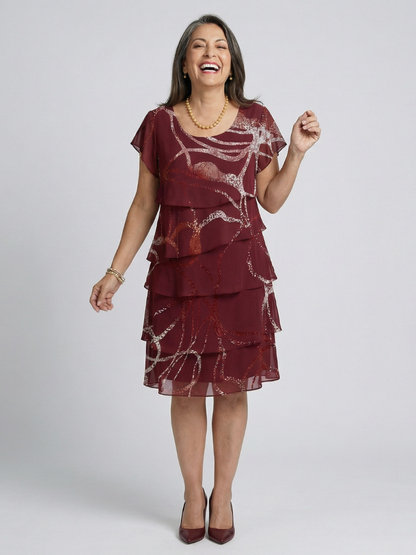 Ella | Composed Abstract Knee Length Dress