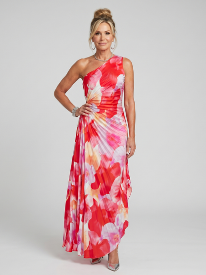 Elizabeth | One-Shoulder Pleated Midi Dress