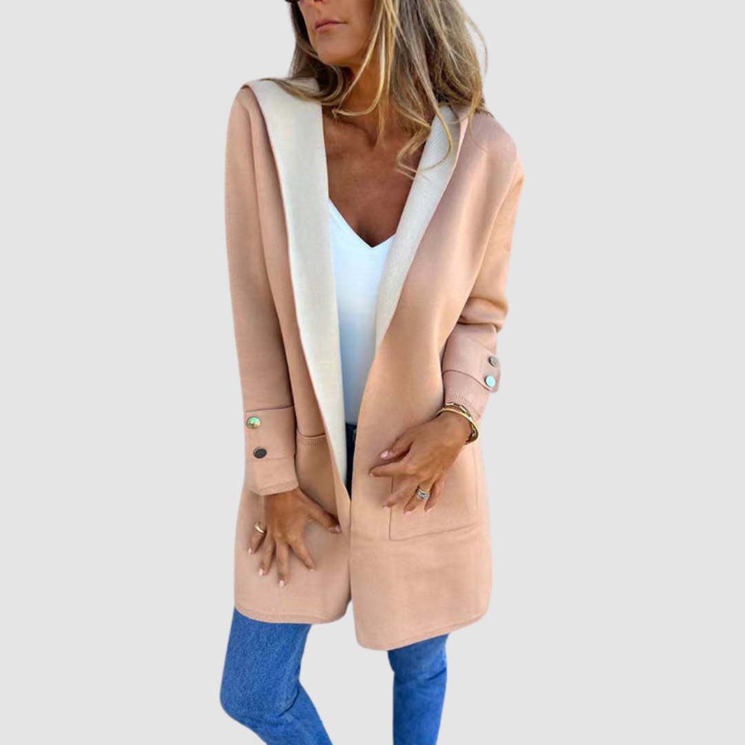 Winona – Hooded Colourblock Open-Front Cardigan