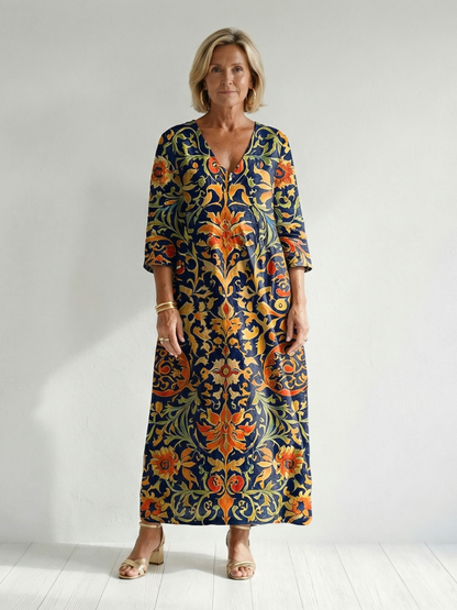 Stevie | Clean Ornate Floral Midi Dress