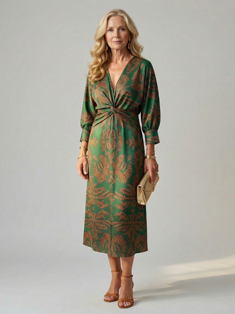 Mikayla | Natural Wrap Midi Dress