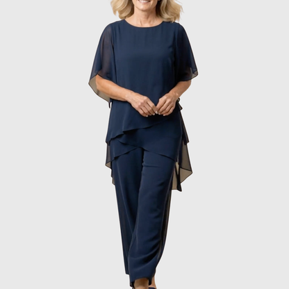 Keelin | Suit with Draped Palazzo Pants