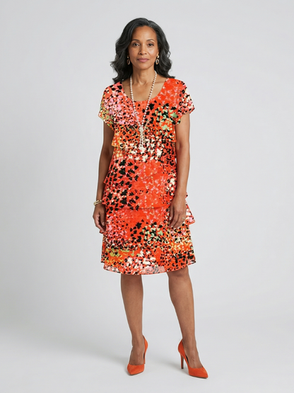 Hannah | Speckled Tier Knee Length Dress