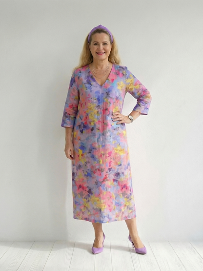 Zinnia | Abstract Floral Midi Dress