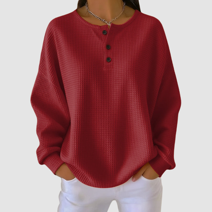 Doris – Waffle Knit Henley Top