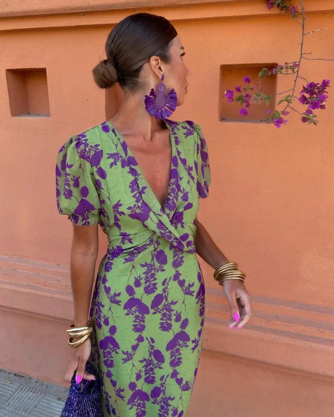 Denise – Floral Print Wrap Midi Dress