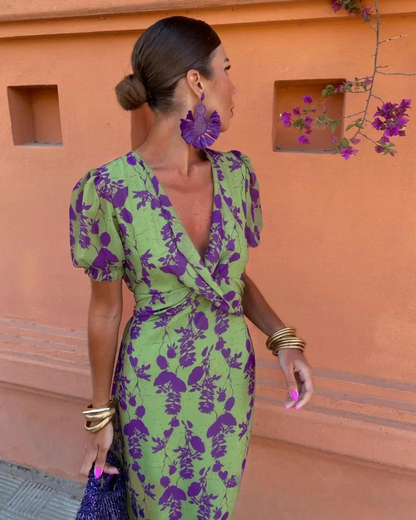Denise – Floral Print Wrap Midi Dress