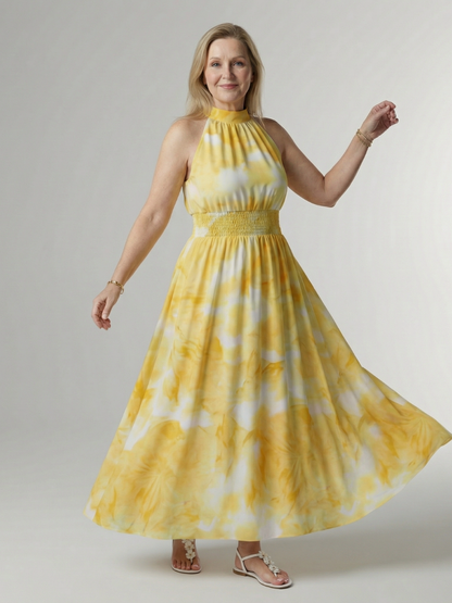 Jayla | Gathered Halter Midi Dress