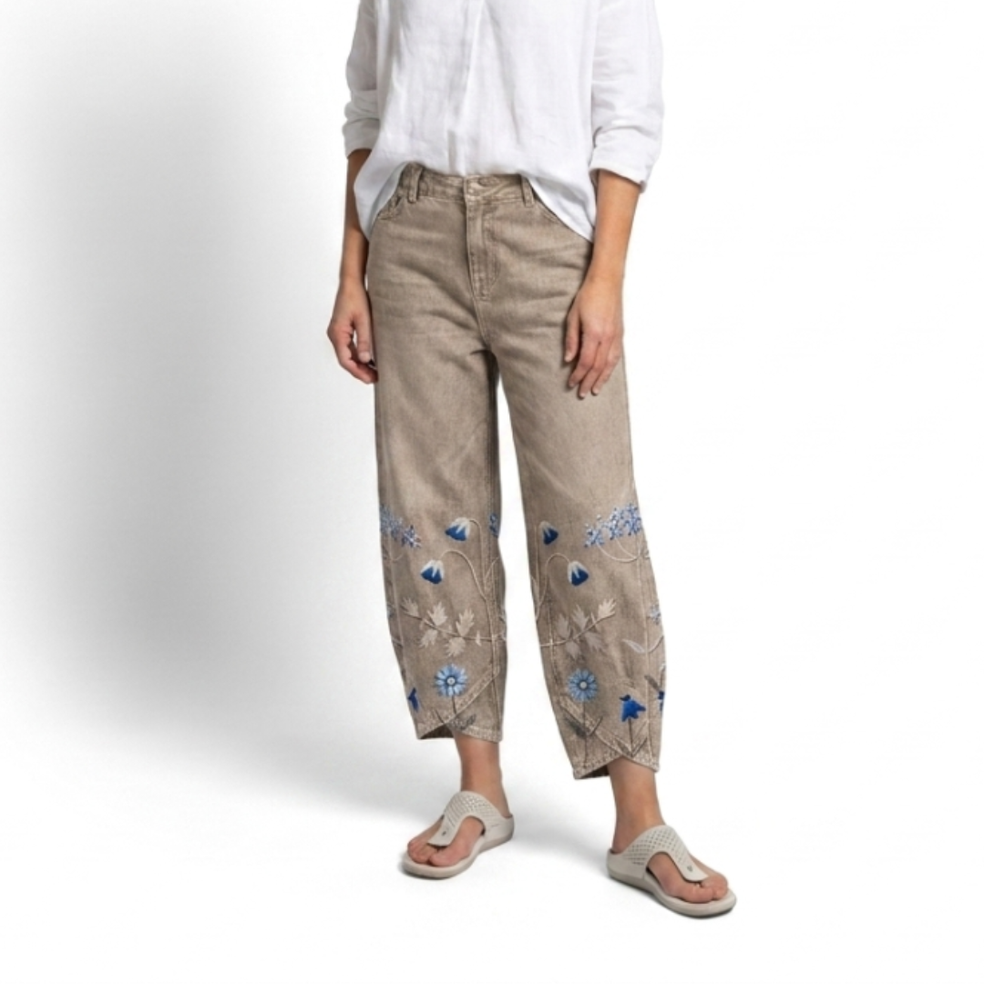 Fiona – Embroidered Relaxed-Fit Pants
