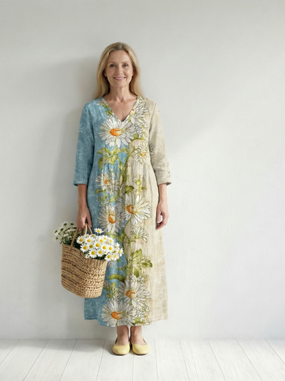 Jennifer | Light Daisy Midi Dress
